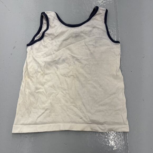 Vintage 60s USA White Graphic Spell Out Cotton Tank Top - Picture 4 of 5